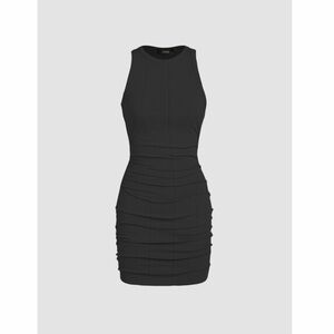 Cider Black Ruched Mini Dress